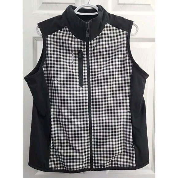 RLX Ralph Lauren Women's Tech Terry Vest Black Gingham Golf - Large - Picture 1 of 5